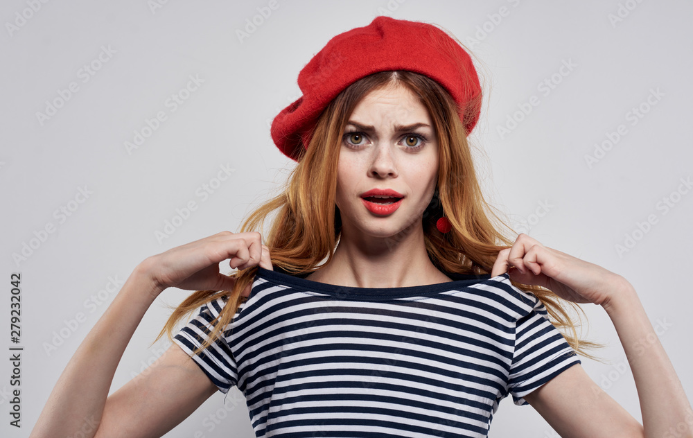 portrait of a girl in red hat portrait of a girl in red hat