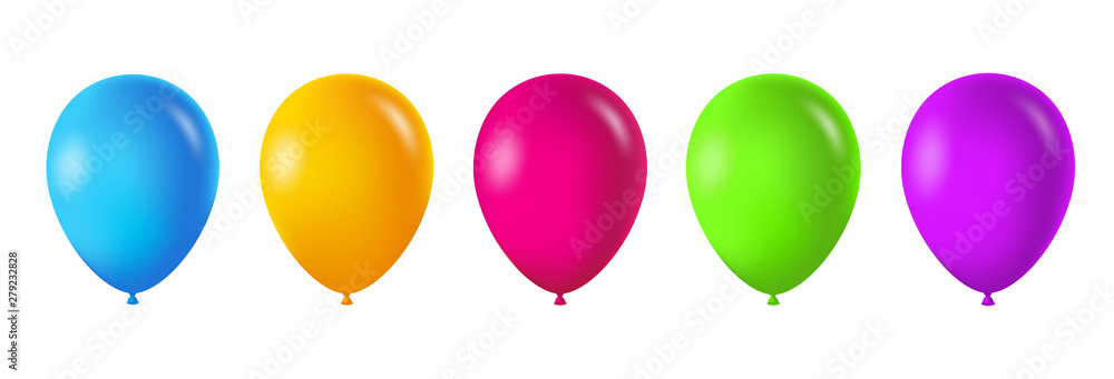 Colorful balloons set. Realistic vector