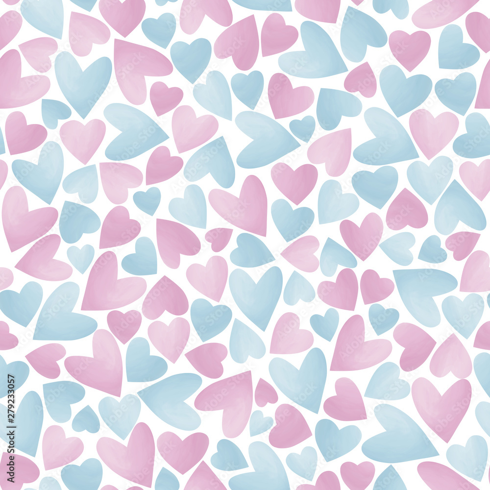 Drawn pastel hearts seamless pattern on white background. Love, romantic background, basis backdrop Drawn pastel hearts seamless pattern on white background. Love, romantic background, basis backdrop