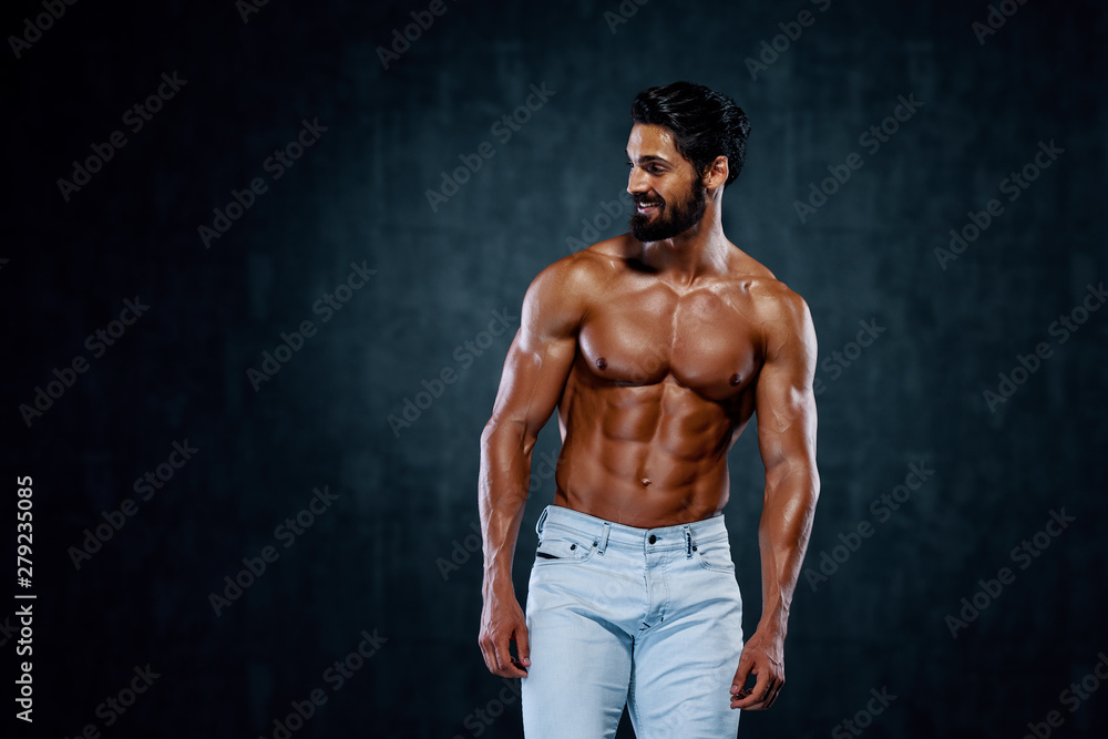 Fototapeta premium Shirtless, Athletic, Confident, Fashion Handsome Man