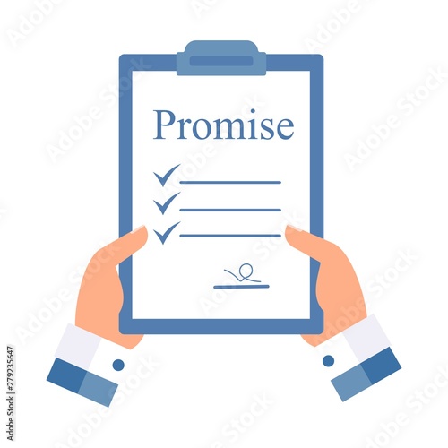 Promise document. Vector image on white background.