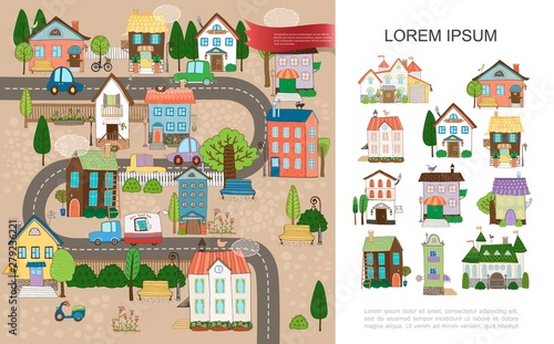Hand Drawn Small Town Concept