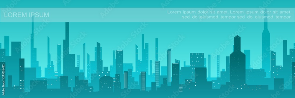 Flat City Silhouette Background