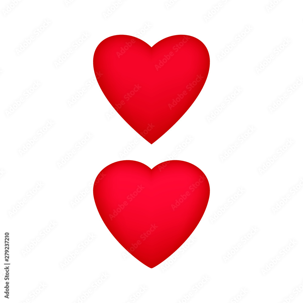 Like and Heart icon. Live stream video, chat, likes. Social nets like red heart web buttons isolated on white background. Valentines Day. Vector illustaration.