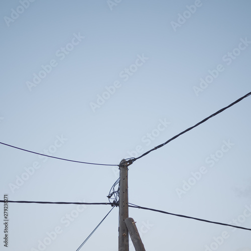 Wallpaper Mural Old and wooden electric pillar with wires Torontodigital.ca