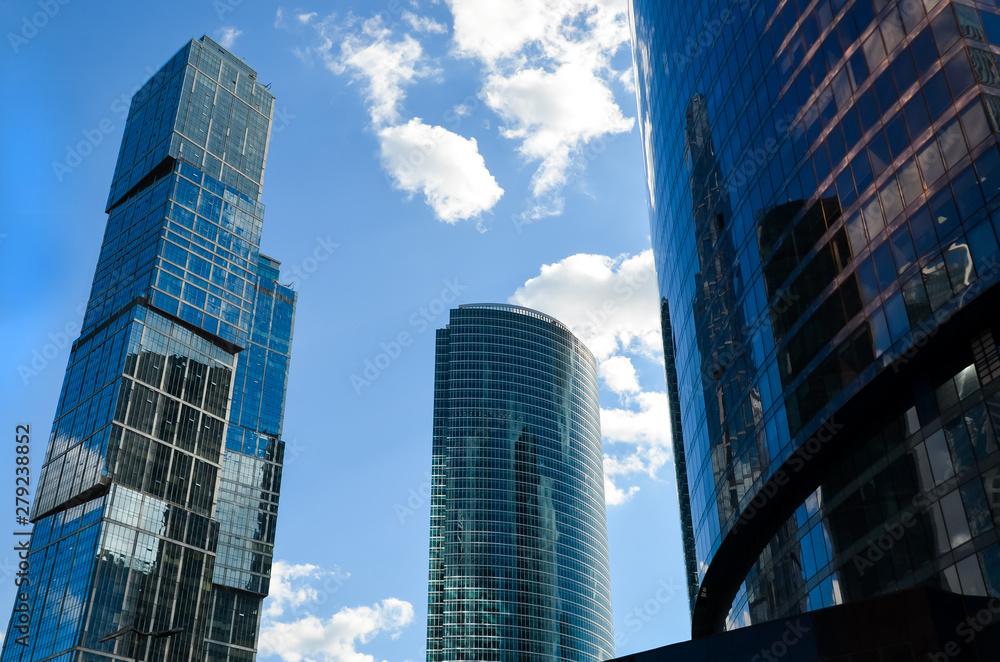 Skyscrapers in Moskow city on sunny day