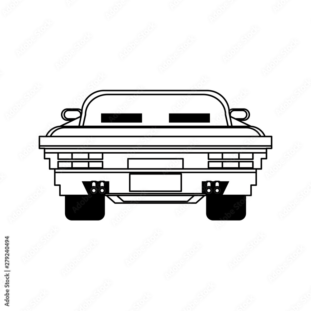 Videogame pixelated racing car frontview symbol Videogame pixelated racing car frontview symbol
