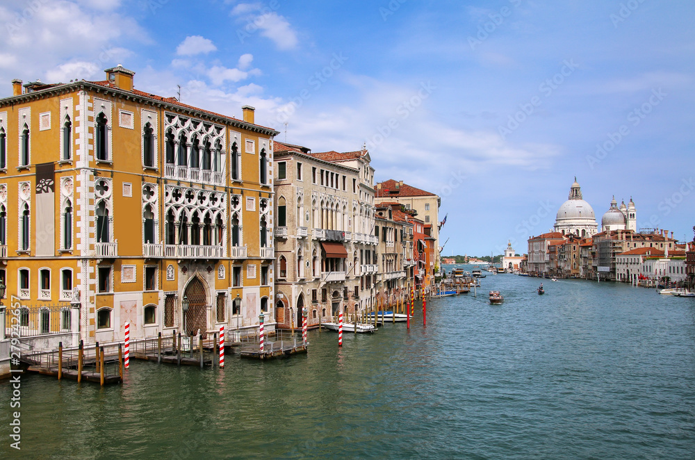View of Grand Canal and Basilica di Santa Maria della Salute in Venice, Italy