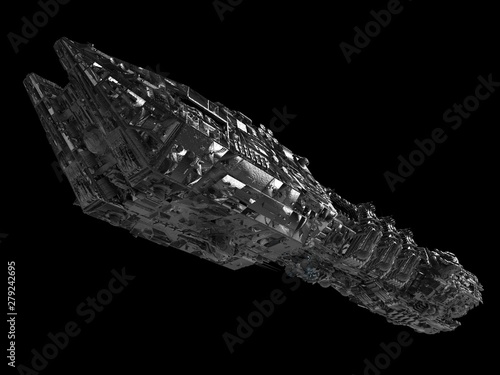 Spaceship isolated on a black background 3d illustration © max79im