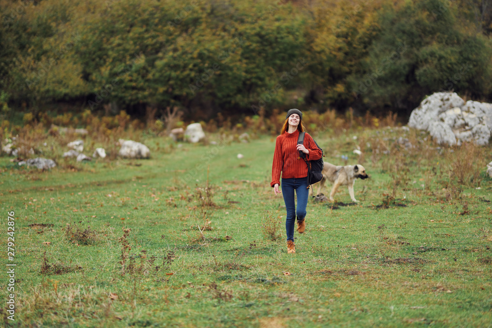 woman hiking in forest