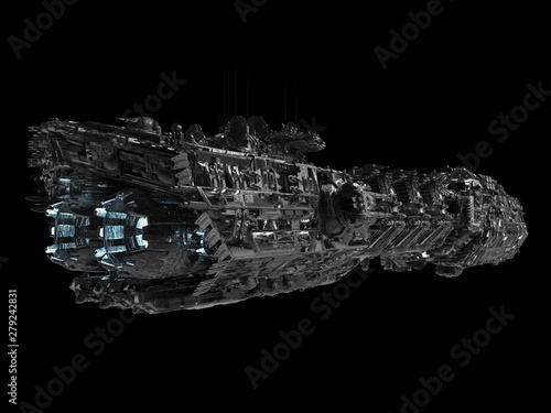 Fototapeta Naklejka Na Ścianę i Meble -  Spaceship isolated on a black background 3d illustration