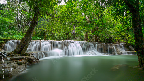 Beautiful Waterfall in Kanchanaburi Thailand 
