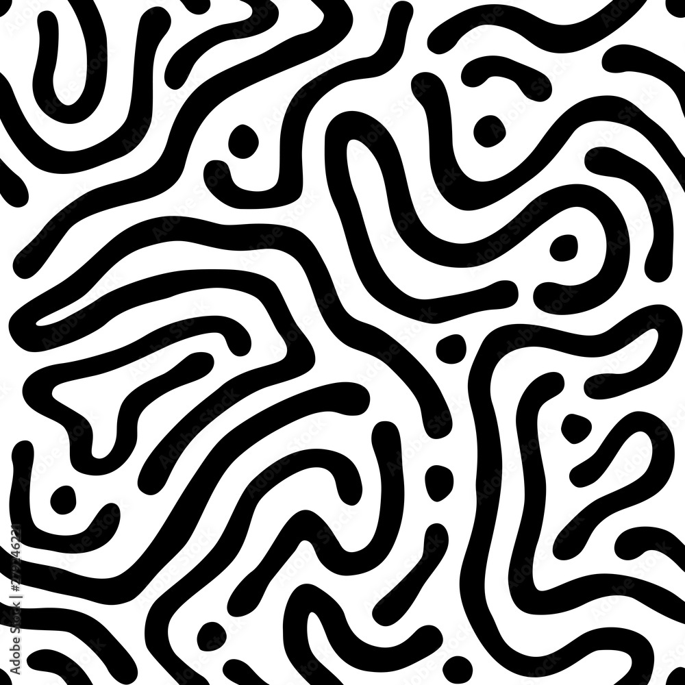 Vector seamless maze pattern. Abstract wavy black and white background. Vector seamless maze pattern. Abstract wavy black and white background.