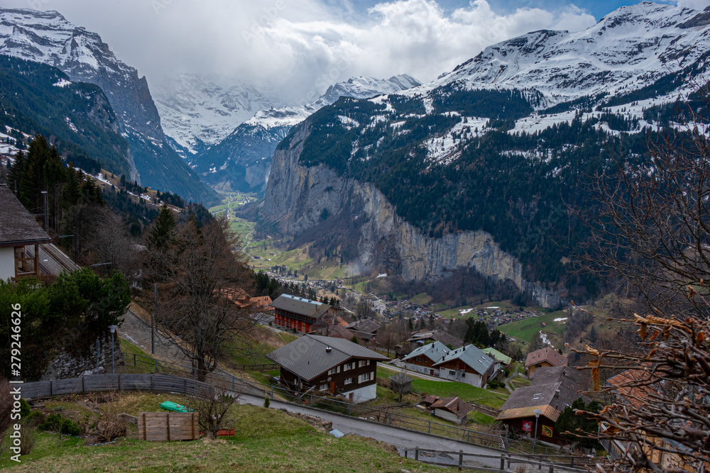 Aerial view of Lauterbrunnen village, Switzerland Aerial view of Lauterbrunnen village, Switzerland