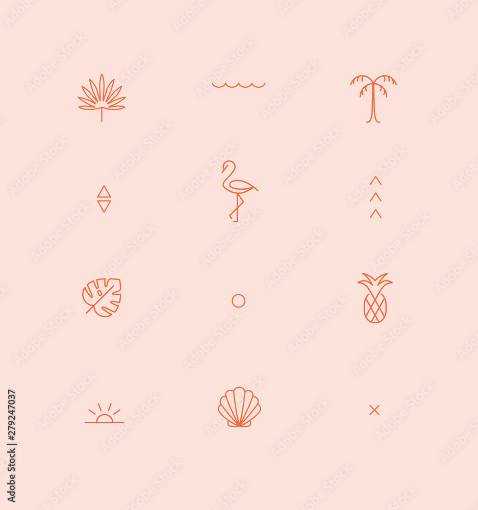Summer geometric pattern.Trendy symbol collection for Web and App. Summer geometric pattern.Trendy symbol collection for Web and App.