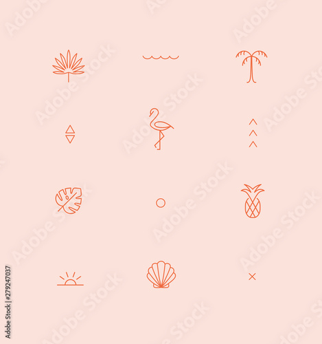 Summer geometric pattern.Trendy symbol collection for Web and App.