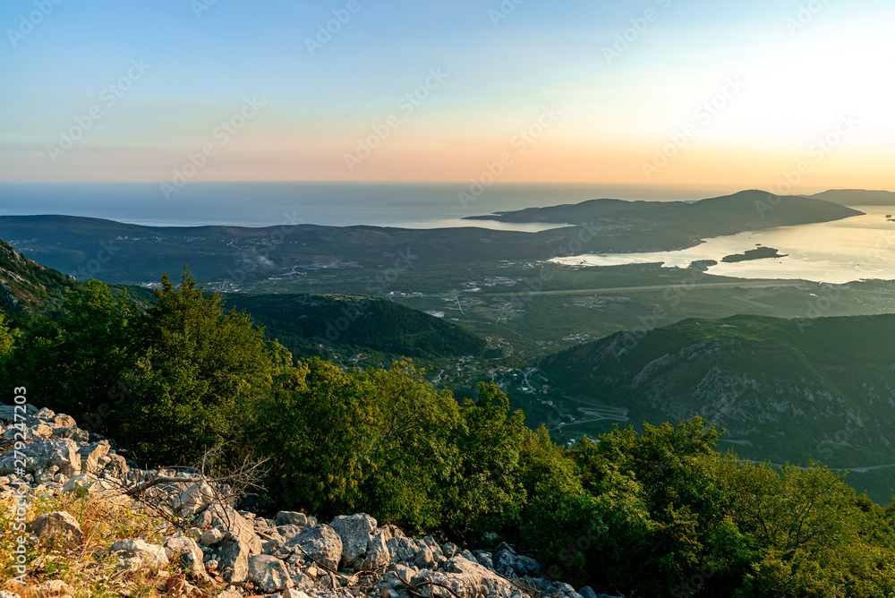 View of the islands of Montenegro at sunset