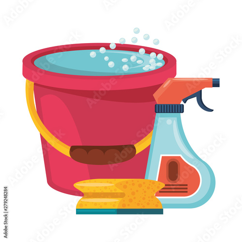 Set of cleaning equipment and products