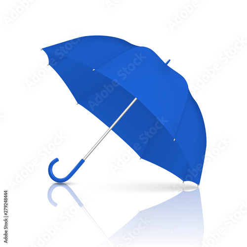 Vector 3d Realistic Render Blue Blank Umbrella Icon Closeup Isolated on White Background. Design Template of Opened Parasol for Mock-up, Branding, Advertise etc. Front View