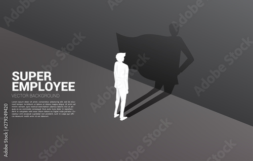 Silhouette of businessman and his shadow of superhero.concept of empower potential and human resource management