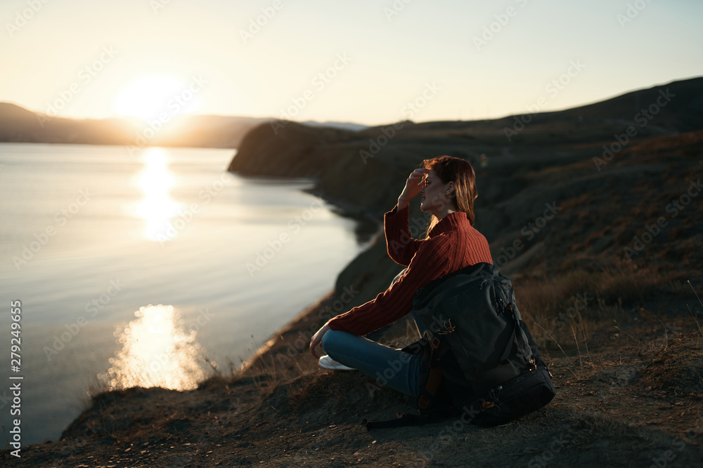 woman on top of mountain