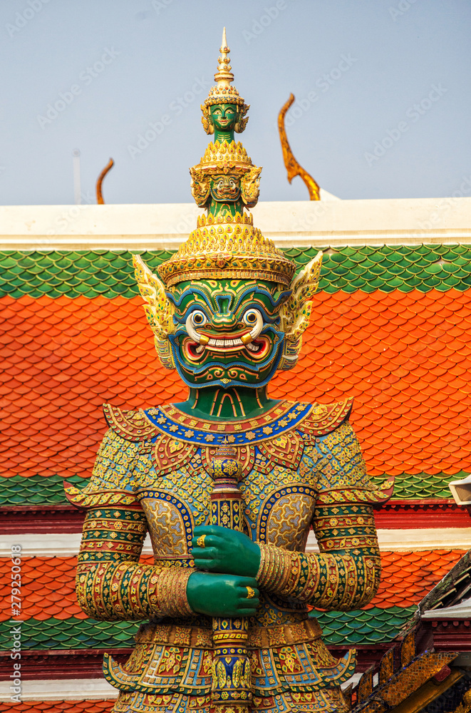 Demon Guardian at wat phra kaew.Temple of the Emerald Buddha, Bangkok, Thailand