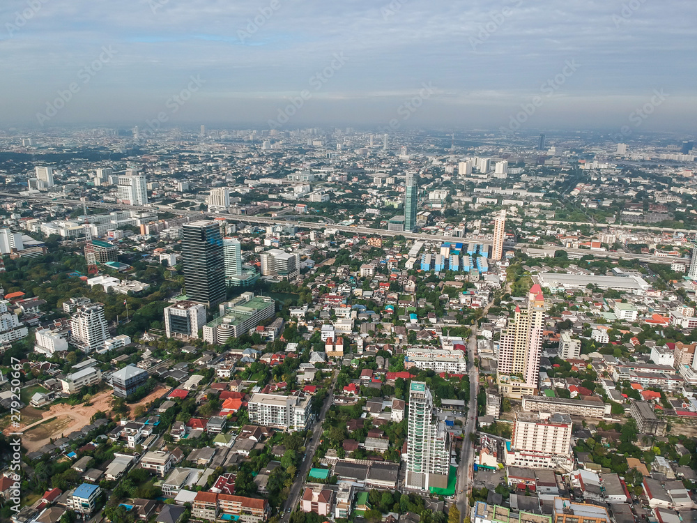 Fototapeta premium Aerial view office building in central of city
