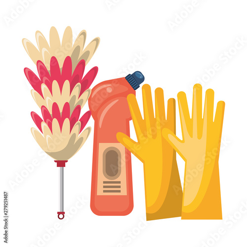 Set of cleaning equipment and products