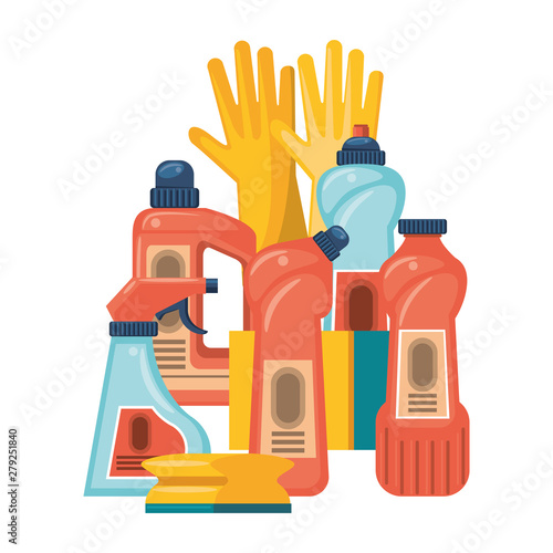 Set of cleaning equipment and products