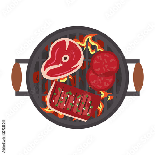 Tasty barbecue grilled food cartoon
