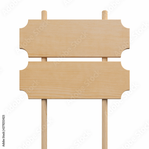 Wooden sign isolated on White Background. This has clipping path. illustration 3d rendering