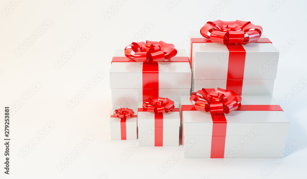 Obraz premium Gift box on white background illustration 3d rendering, Christmas, New Year