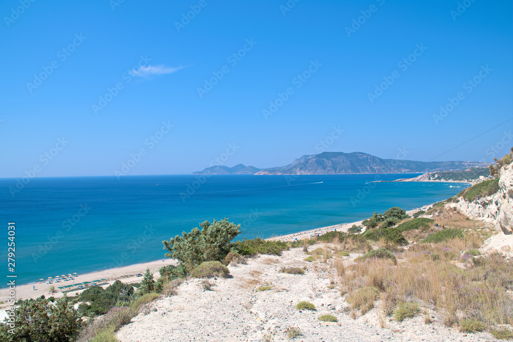 Landscape shot of the island Kos in Agios Stefanos in Greece