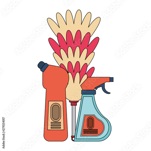 Set of cleaning equipment and products