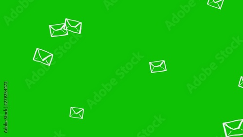 Falling Animated Letters On Green Background. Ideal For Your Email, Post And Communication Related Projects. High-Quality Seamless Animation. 4K, 60fps photo