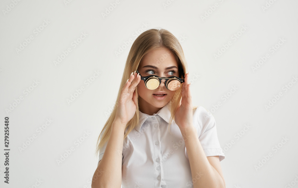 portrait of young woman in glasses portrait of young woman in glasses