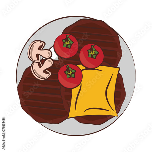 Tasty barbecue grilled food cartoon