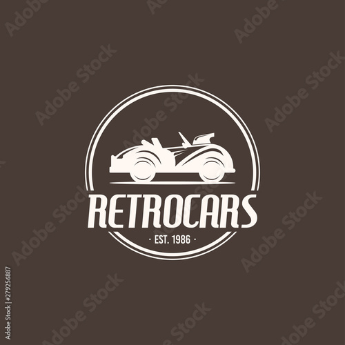 Retro car logo template vector. Vintage automobile logo concept