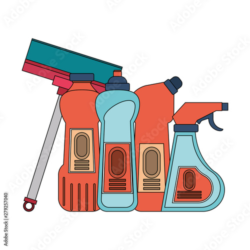 Set of cleaning equipment and products