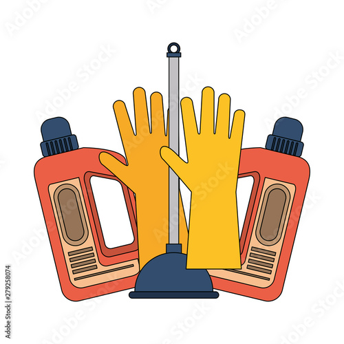 Set of cleaning equipment and products