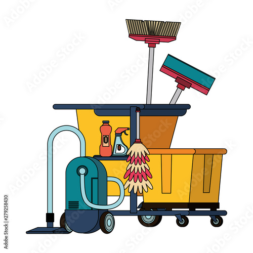 Set of cleaning equipment and products