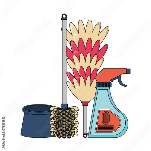 Set of cleaning equipment and products