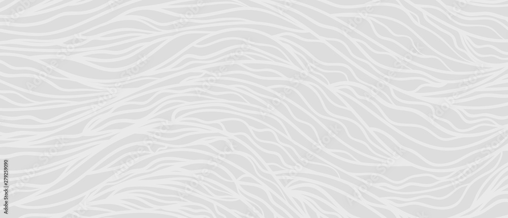 Hand drawn sea pattern with waves. Monochrome universal texture. Abstract nautical background. Doodle for your design. Wallpaper for banners. Black and white illustration - obrazy, fototapety, plakaty 