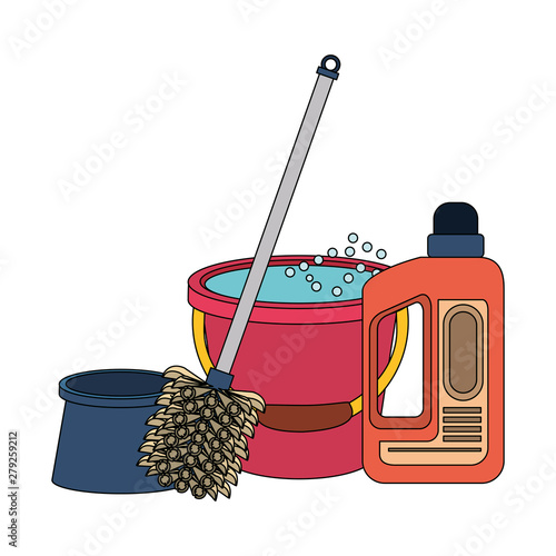 Set of cleaning equipment and products