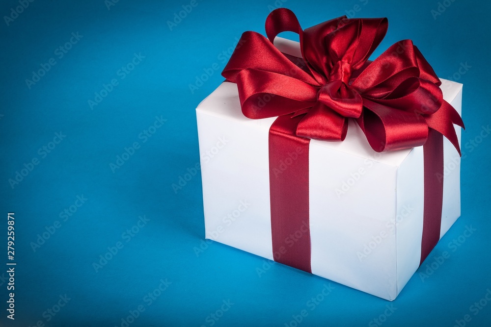 Wrapped Gitf on Blue Background Wrapped Gitf on Blue Background