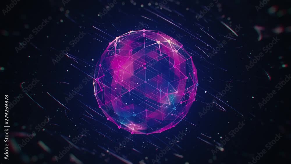 Hi-Tech Multicolored Polygonal Sphere and Rotating Lines. Seamlessly looping animated background. Hi-Tech Multicolored Polygonal Sphere and Rotating Lines. Seamlessly looping animated background.