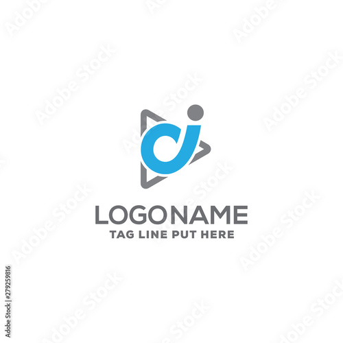 ci or di letter logo design template