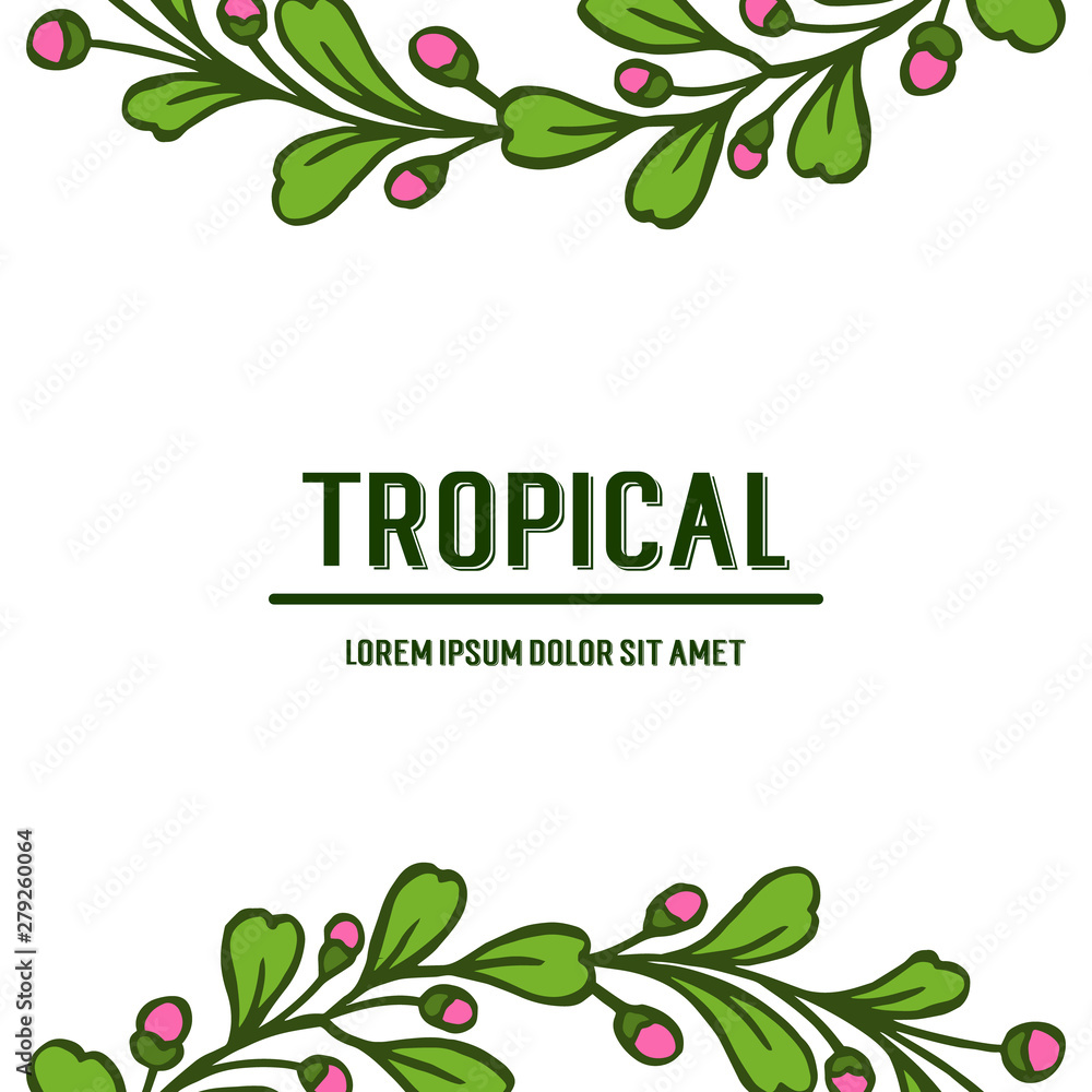 Design green leaves frame for card tropical. Vector