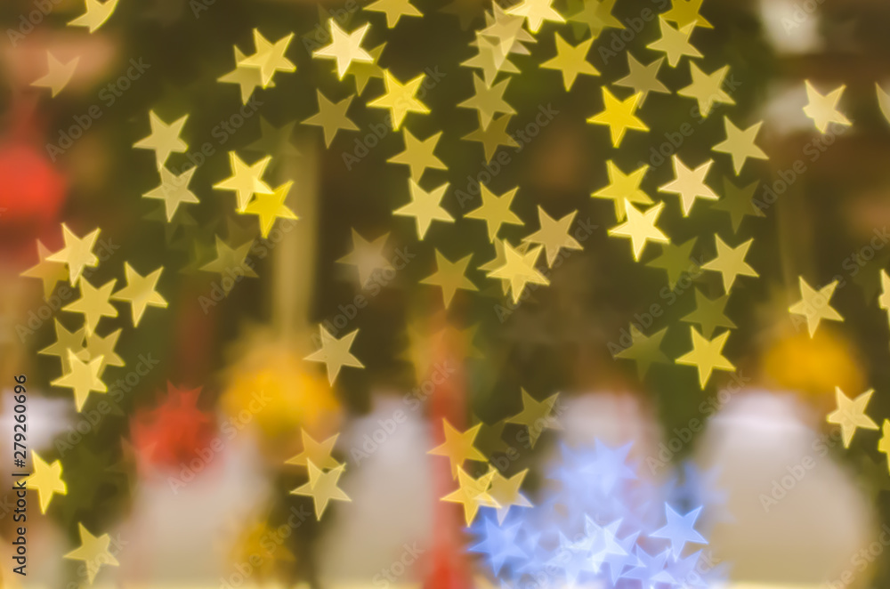 Colorful bokeh with copy space for merry christmas and new year celebration background.