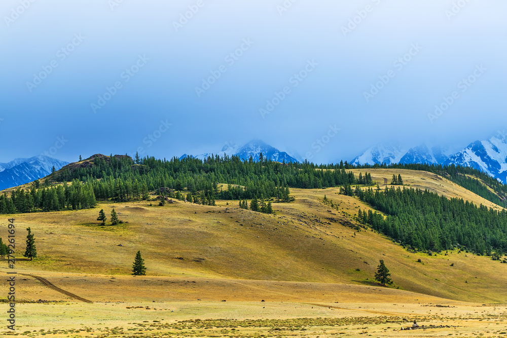 Kurai steppe and the North-Chuya mountain range. Mountain Altai